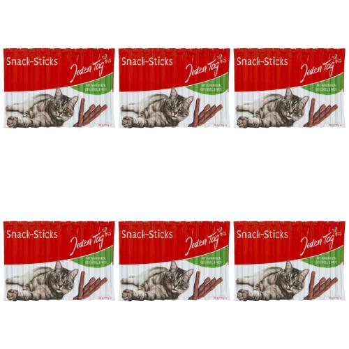 6 x JedenTag Katzensticks Kaninchen + Geflgel 10 Stck  5g
