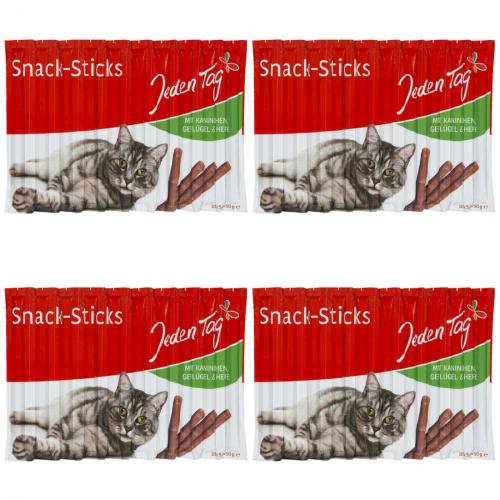 4 x JedenTag Katzensticks Kaninchen + Geflgel 10 Stck  5g