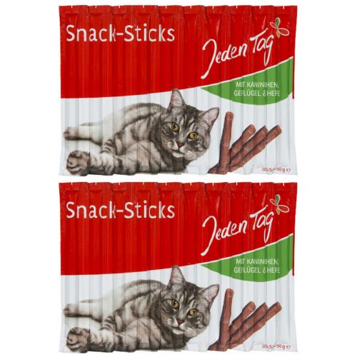 2 x JedenTag Katzensticks Kaninchen + Geflgel 10 Stck  5g