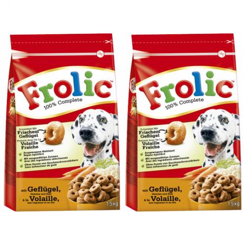2 x Frolic Complete Hundefutter Trockenfutter Geflügel 1,5kg