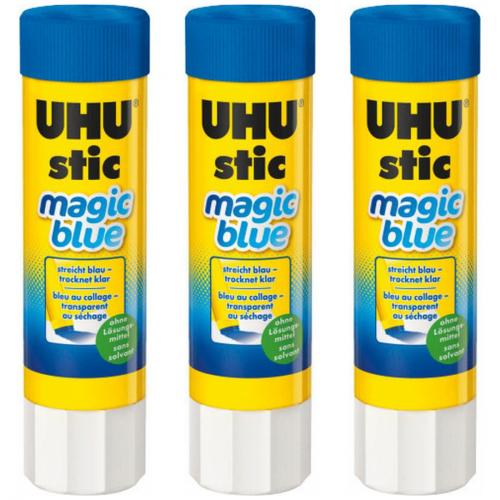 3 x Uhu Klebestift Magic Blue Stic Lsemittelfrei 8,2g