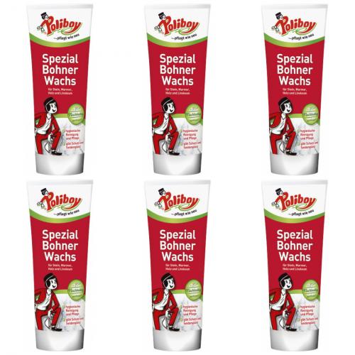 6 x Poliboy Spezial Bohner Wachs 250 ml Tube