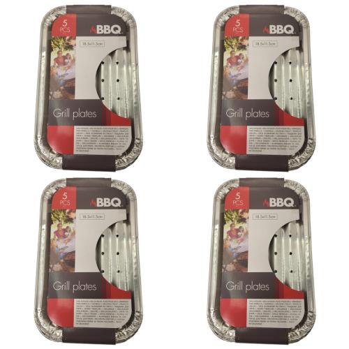4 x BBQ Grillplatte Aluminium Grillzubehr 5 Stck 18x11cm
