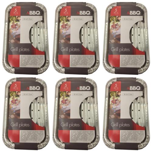 6 x BBQ Grillplatte Aluminium Grillzubehr 5 Stck 18x11cm