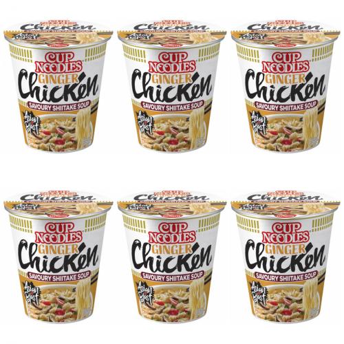 6 x Cup Noodles Ginger Chicken Ingwer Hähnchen Becher Instant-Nudeln Cup 63g