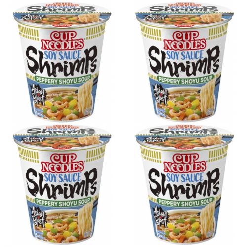 4 x Cup Noodles Shrimps Becher Instant-Nudeln Cup 63g