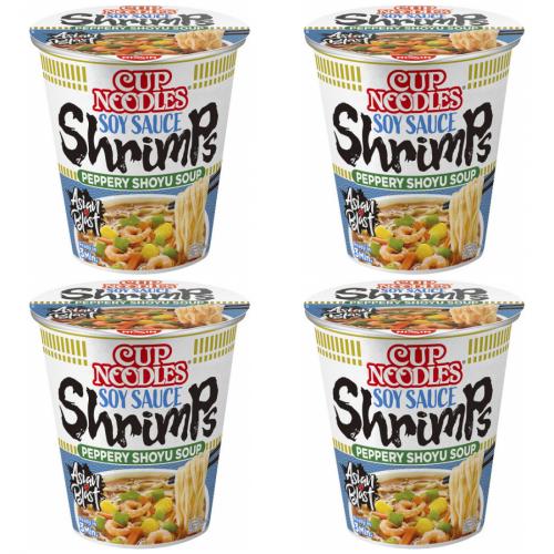 4 x Cup Noodles Shrimps Becher Instant-Nudeln Cup 63g