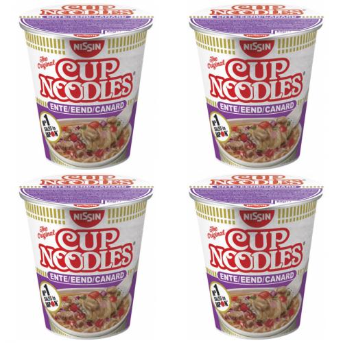 4 x Cup Noodles Ente Becher Instant-Nudeln Cup 65g