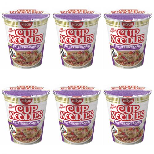 6 x Cup Noodles Ente Becher Instant-Nudeln Cup 65g