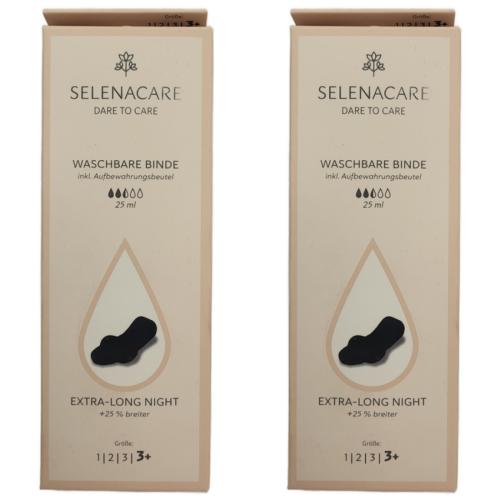 2 x Selenacare Waschbare Binde Extra-Long Night Gre 3+ Schwarz 1 Stck