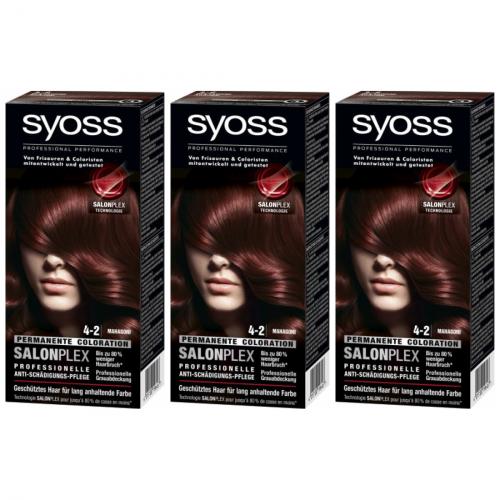 3 x Syoss Color Haarfarbe 4-20 Mahagoni 115ml