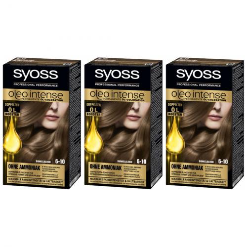 3 x SYOSS Oleo Intense l-Coloration 6-10 Dunkelblond 115ml