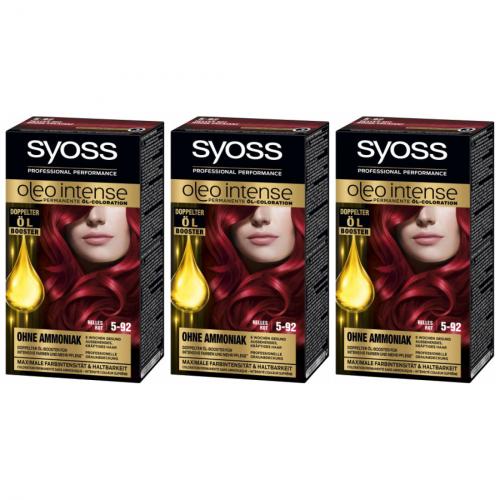 3 x SYOSS Oleo Intense  Öl-Coloration 5-92 Helles Rot 115ml