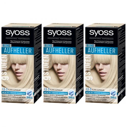 3 x Syoss Coloration Aufheller 13-5 Platin 135ml