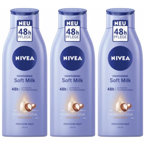 3 x Nivea Verwöhnende Soft Milk 400ml Flasche