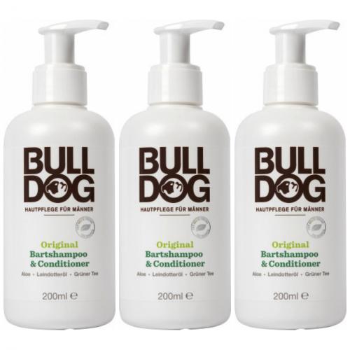 3 x Bulldog Männer Bart Shampoo + Conditioner 200ml Flasche