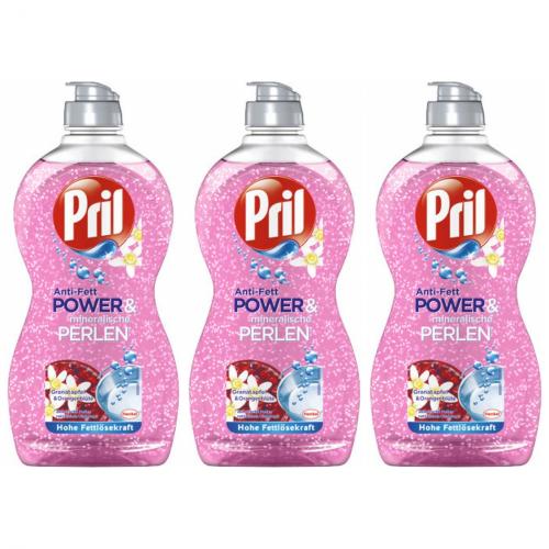 3 x Pril Anti Fett Power & Mineralische Perlen 450ml Flasche Splmittel