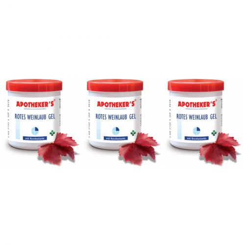 3 x Apothekers Creme 250ml - Auswahl: Rotes Weinlaub Gel