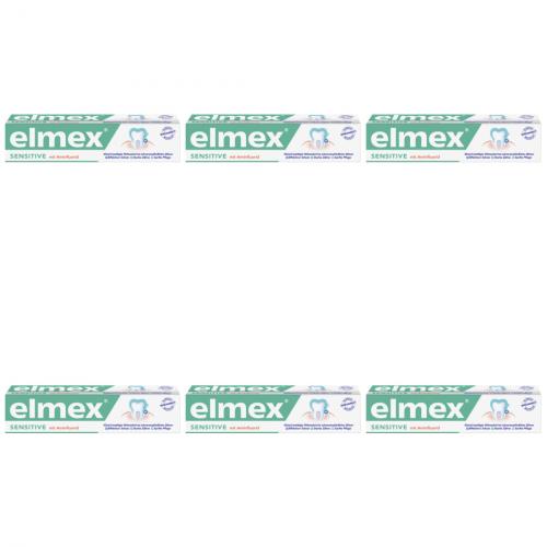 6 x Elmex Zahncreme Sensitive 75ml Tube
