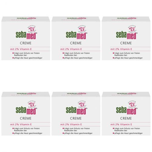 6 x Sebamed Creme Tagescreme Feuchtigkeitscreme mit Vitamin E 75ml
