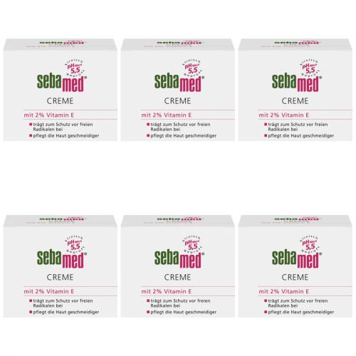 6 x Sebamed Creme Tagescreme Feuchtigkeitscreme mit Vitamin E 75ml