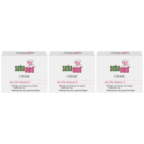 3 x Sebamed Creme Tagescreme Feuchtigkeitscreme mit Vitamin E 75ml