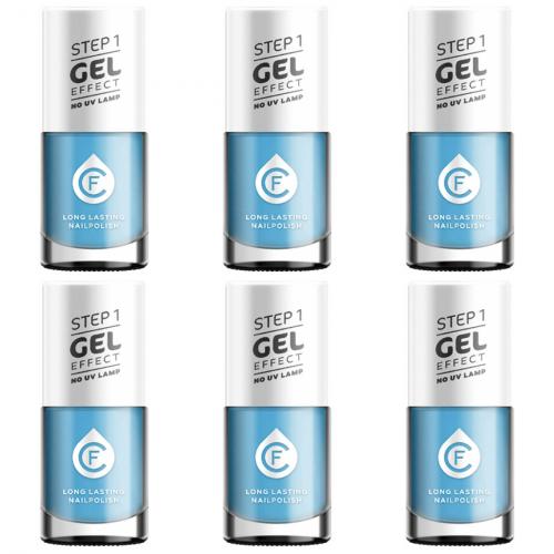 6 x CF Gel Effekt Nagellack 11ml - Farbe: 411 hellblau