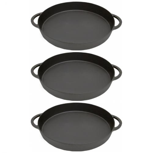 3 x Big Green Egg Gusseisenpfanne  36cm Large, XLarge, 2XL