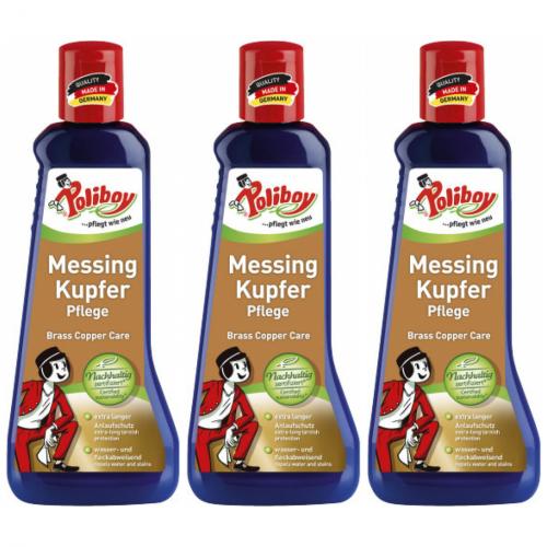 3 x Poliboy Messing-Kupfer Pflege 200 ml Flasche