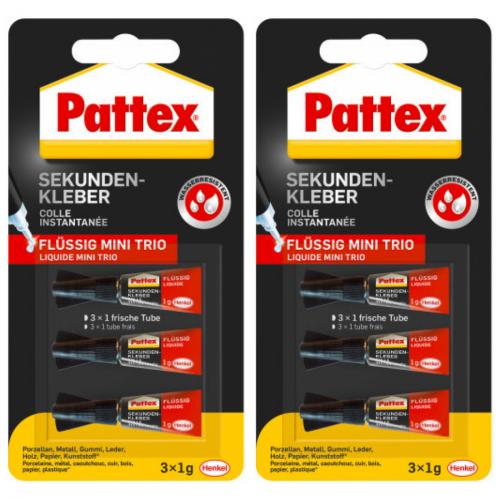 2 x Pattex Sekundenkleber Mini-Trio 3x1g