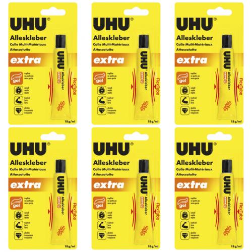6 x Uhu Alleskleber Extra 18g