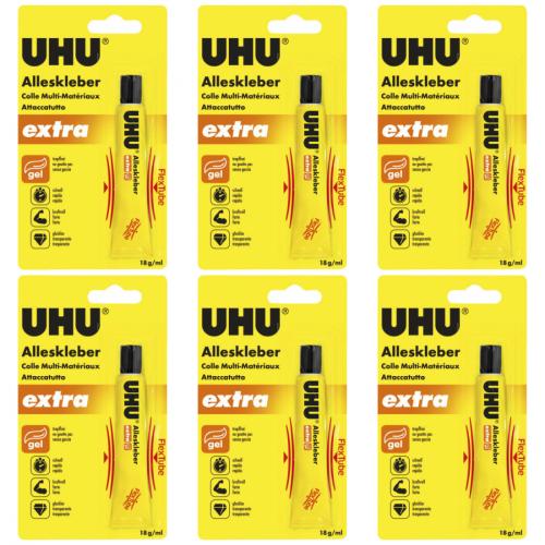 6 x Uhu Alleskleber Extra 18g