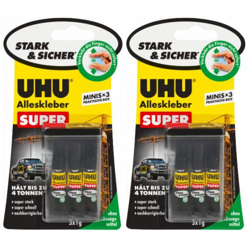 2 x Uhu Alleskleber Supreme 3x1g Praktische Box