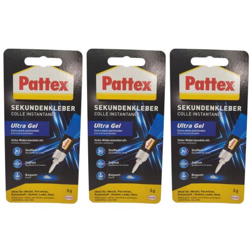 3 x Pattex Sekundenkleber ULTRA Gel 3g
