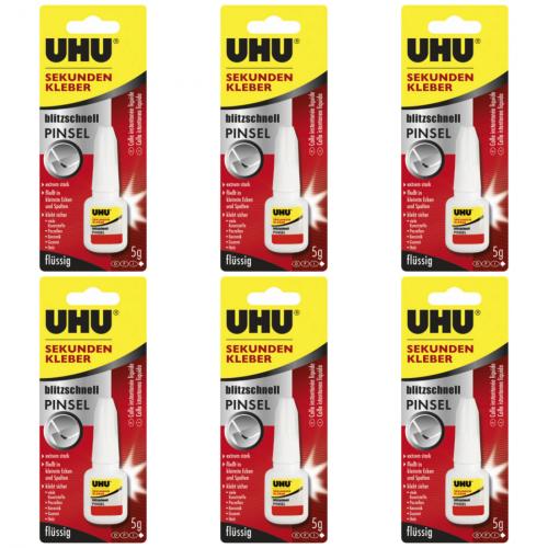 6 x Uhu Sekundenkleber Pinsel 5g