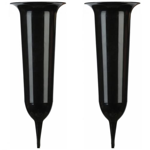 2 x Grabvase 23cm schwarz