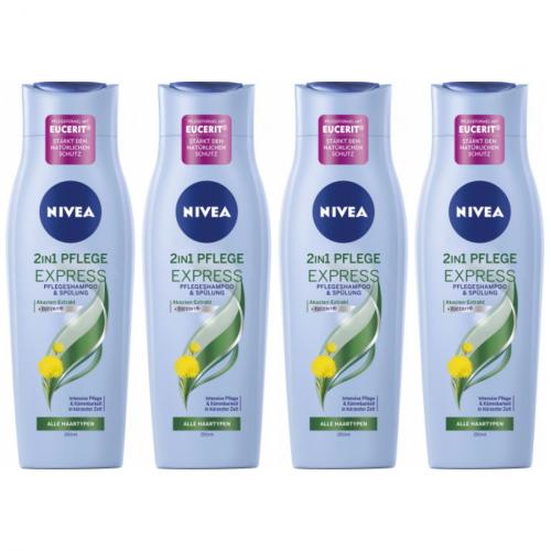 4 x Nivea Shampoo 2in1 Pflege-Express 250ml Flasche
