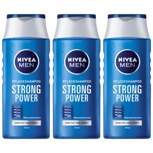 3 x Nivea Men  Pflegeshampoo Strong Power 250ml Flasche