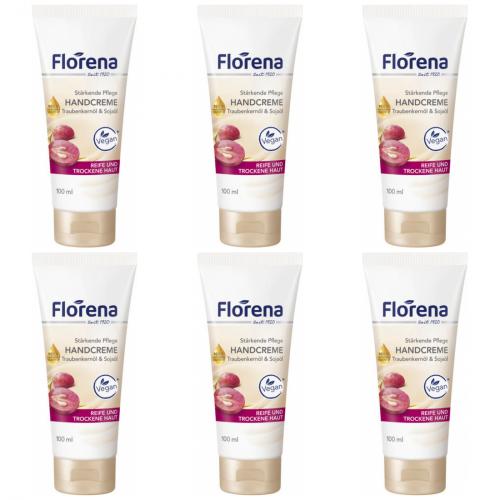 6 x Florena Handcreme mit Traubenkernl 100ml