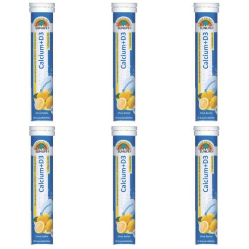 6 x Sunlife Kalzium Brausetabletten 20er
