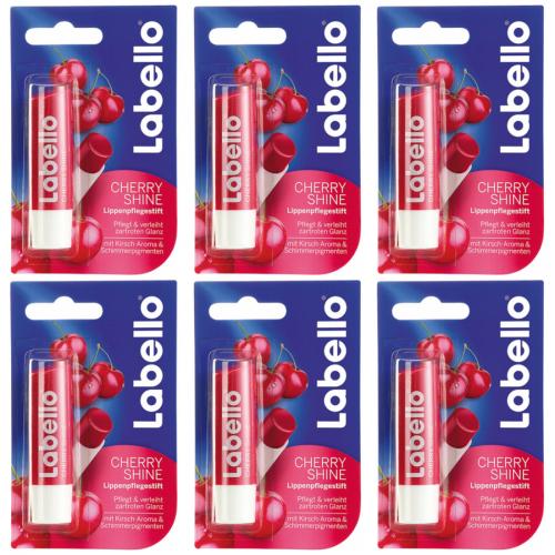 6 x Labello Lippenpflege Cherry Shine 4,8 g