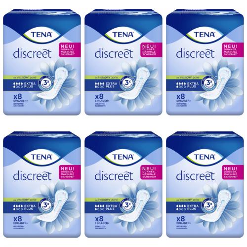 6 x Tena Einlagen Discreme Extra Plus Hygieneeinlagen 8 Stck