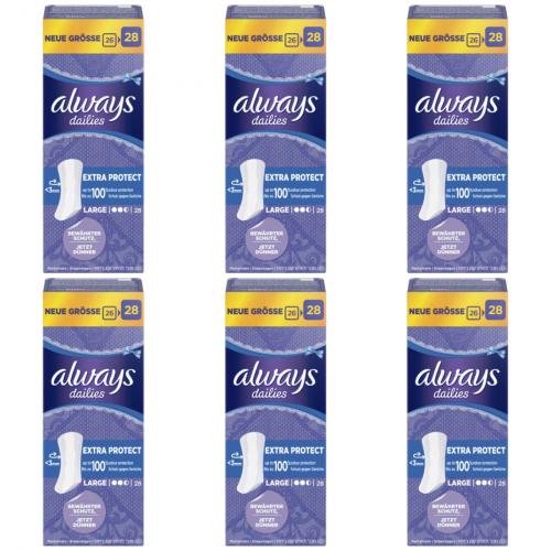 6 x Always Slipeinlage Extra Protect Large 28 Stck