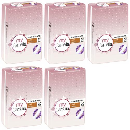 5 x Camelia Maxi Binde Damenbinden Lang 20 Stck