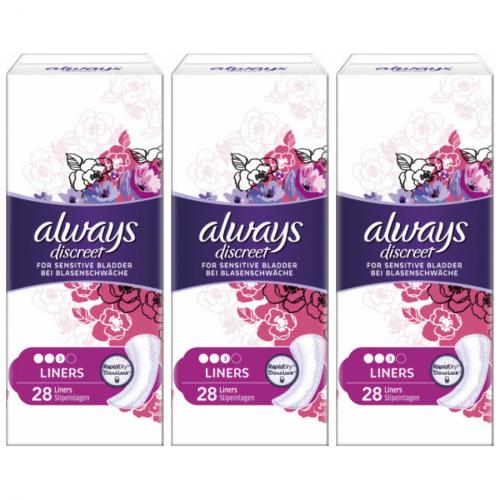 3 x Always Discreet Normal Slipeinlage Damenbinden 28 Stck