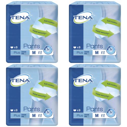 4 x Tena Pants Plus Medium Soft Comfort 9 Stck