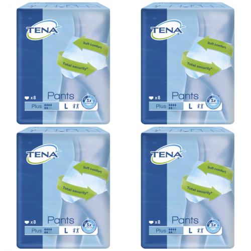 4 x Tena Pants Plus Large Soft Comfort 8 Stck