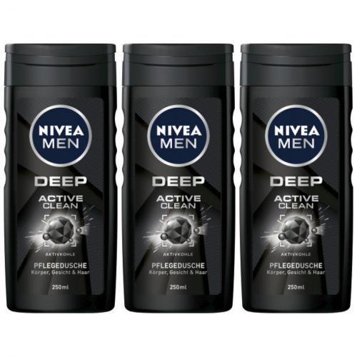 3 x Nivea Men Dusche Deep Active Clean 250ml