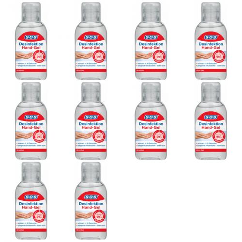 10 x SOS Handdesinfection Gel 50ml Flasche