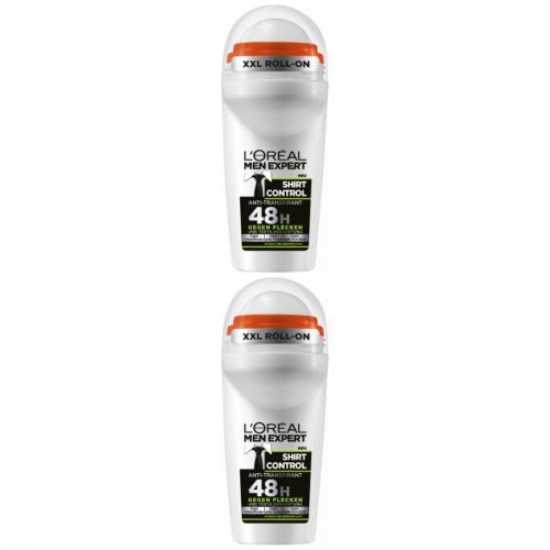 2 x LOreal Men Expert Deo Roll On Shirt Control 50ml Dose